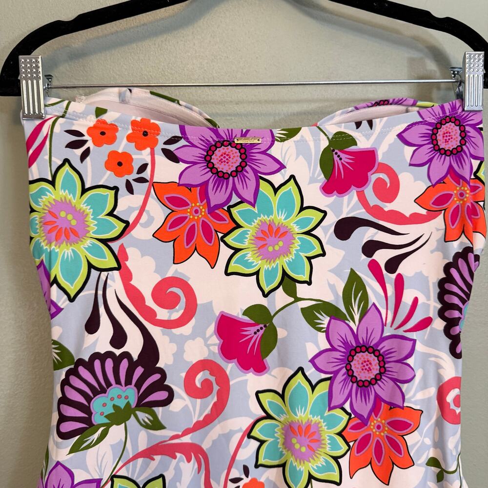 Anne Cole One Piece Swimsuit 14 Fleetwood Floral Twist Bandeau Strapless NWT - Picture 7 of 11